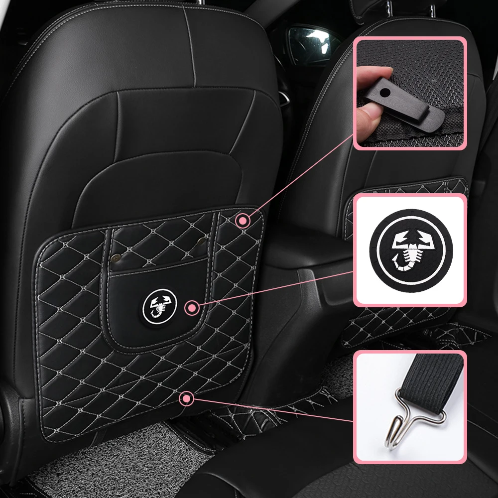 

PU Leather Anti-Child-Kick Pad Waterproof Anti Mud Dirt Seat Back Protector Cover For Abarth Stilo Palio Bravo Doblo Car Styling