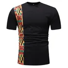 Модная африканская футболка Kente для мужчин, Гана, топы, Анкара, летняя футболка с короткими рукавами и круглым вырезом