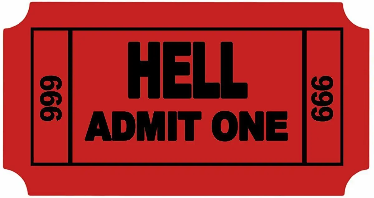 

Ticket to Hell Funny Cool Sticker Decal