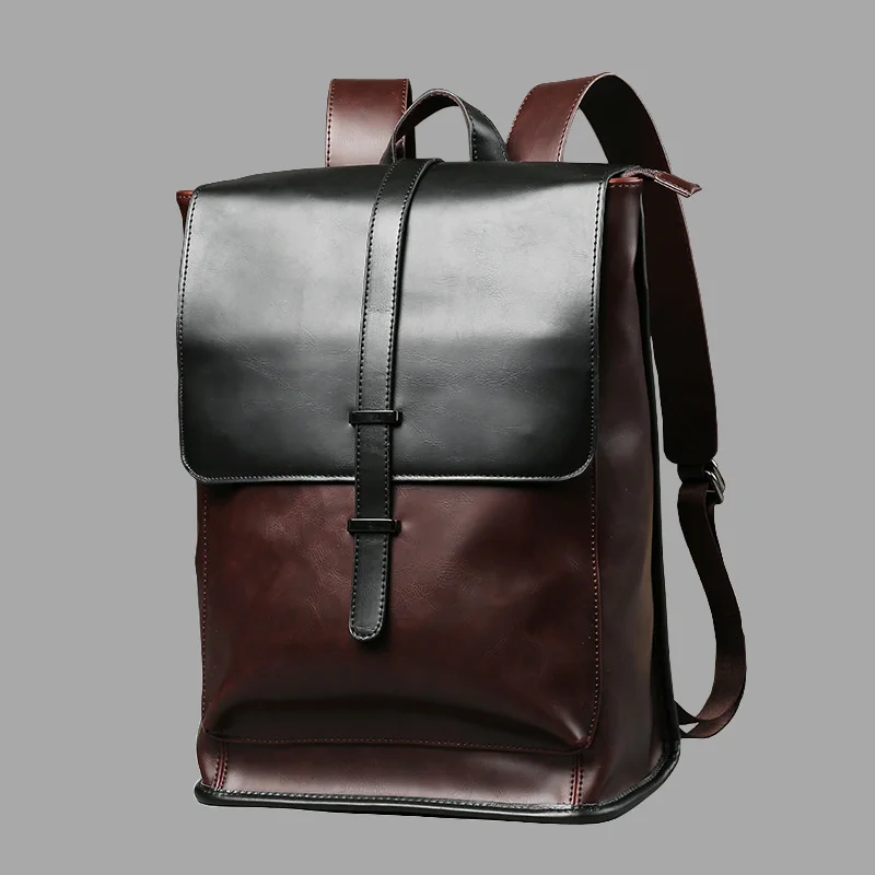 

Vintage Laptop Leather Backpacks for School Bags Men PU Travel Leisure Backpacks Retro Casual Bag Schoolbags Teenager Students