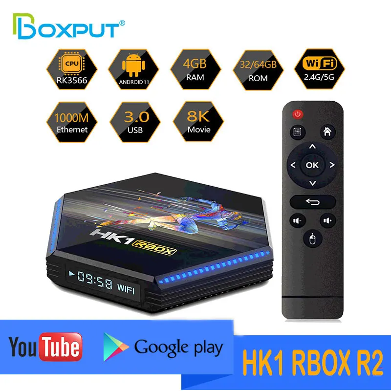 

HK1 RBOX R2 Android 11 TV Box RockChip RK3566 8K USB3.0 2.4G 5G Dual Wifi BT4.1 TVBox 8GB RAM 64GB Set Top Box 4GB 32GB HK1 Box