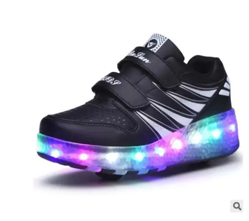 Heelies USB зарядка светодиодный Красочные Дети Мода кроссовки с два колеса роликовые коньки обувь для мальчиков и девочек синий - Цвет: Photo Color 18