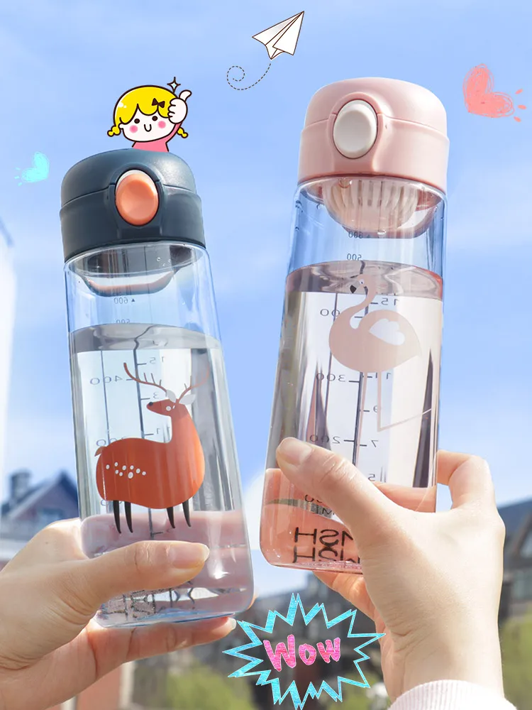 

Outdoor Water Bottle With Tea Infuser Sports Bottles Leak Proof Ecofriendly With Lid Hiking Camping Plastic BPA Free 600ml 450ml