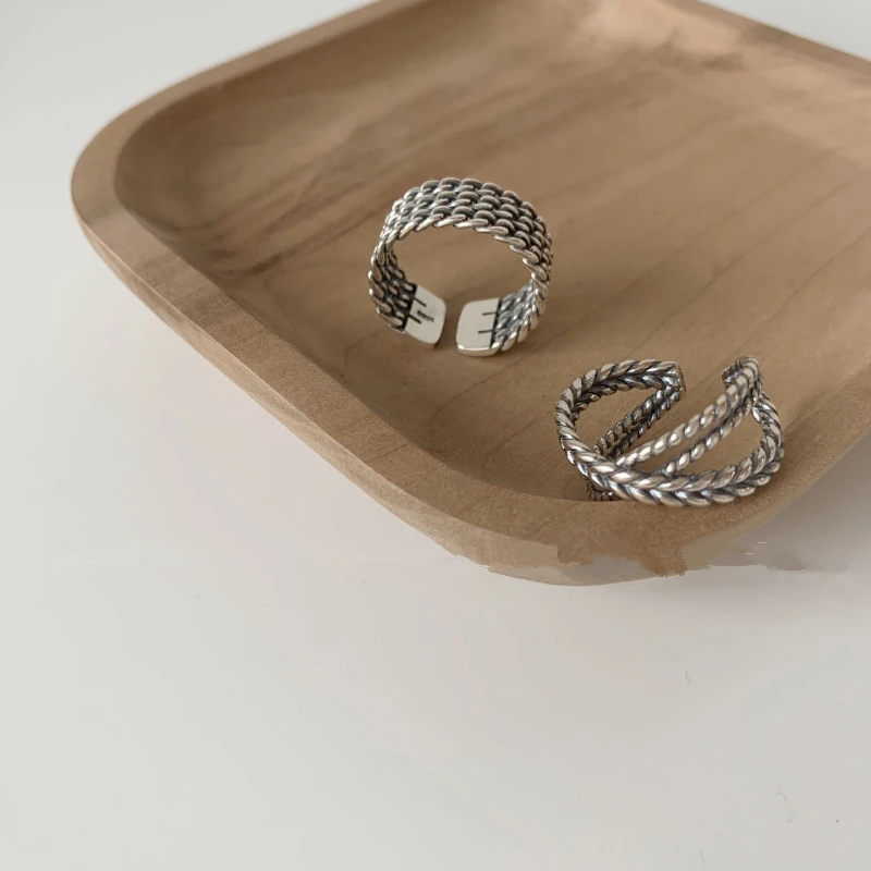 Женское многослойное кольцо AOMU регулируемое из металла S925 с геометрической