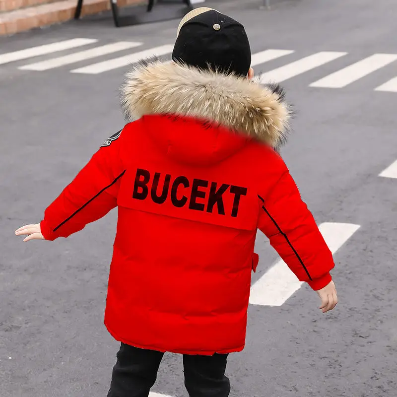 

Winter Polyester Jacket For Boy New 2021 Korean Version Keep Warm Outerwear Hooded Coat Windproof Casual Children's Clothing