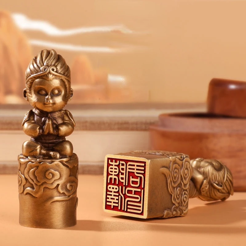 Painting Calligraphy Chinese Seal Brass Brush Pen Stamp Cute Personal Name Seal Artist Carving Personal Stamps with Gift Box