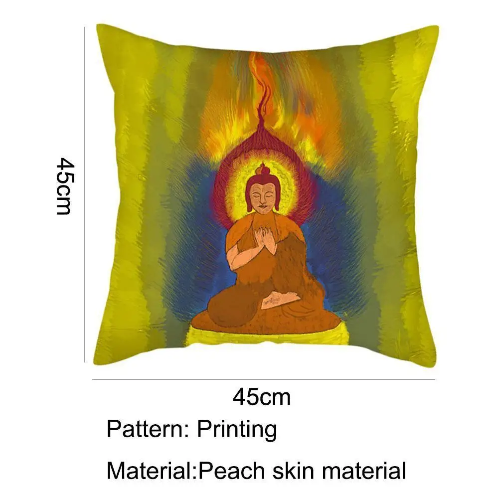 

Chinese Buddha Pattern Peach Skin Sofa Cushion Cover Decoration Home Pillowcase Pillow Pillowcase 45*45cm K8X0