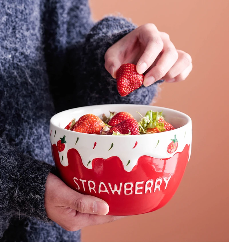 6 дюймов рельефная фарфоровая чаша для конфет дизайн клубники керамическая