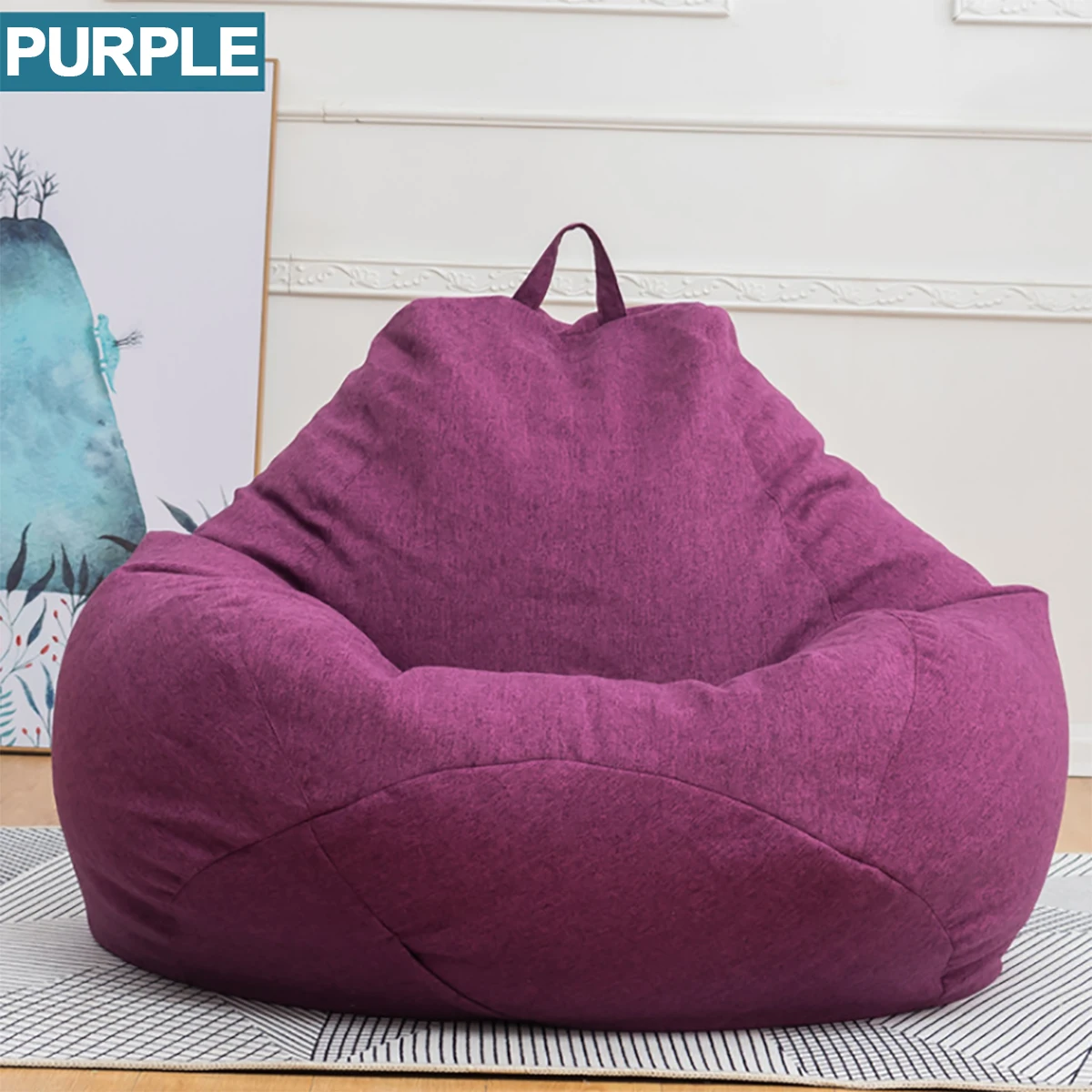 

100x120cm Lazy BeanBag Sofas Cover Chairs Without Filler Linen Cloth Lounger Seat Bean Bag Pouf Puff Couch Tatami Living Room