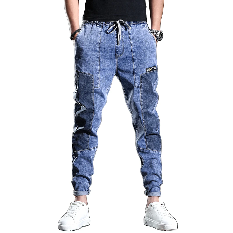 

Patchwork Jeans Men 2021 New Fashion Blue Spliced Denim Pants