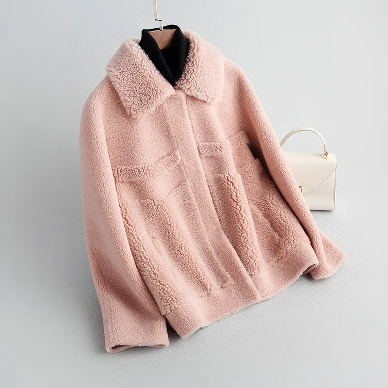 2020 модная осенне-зимняя женская короткая шуба из гранулированного овечьего меха