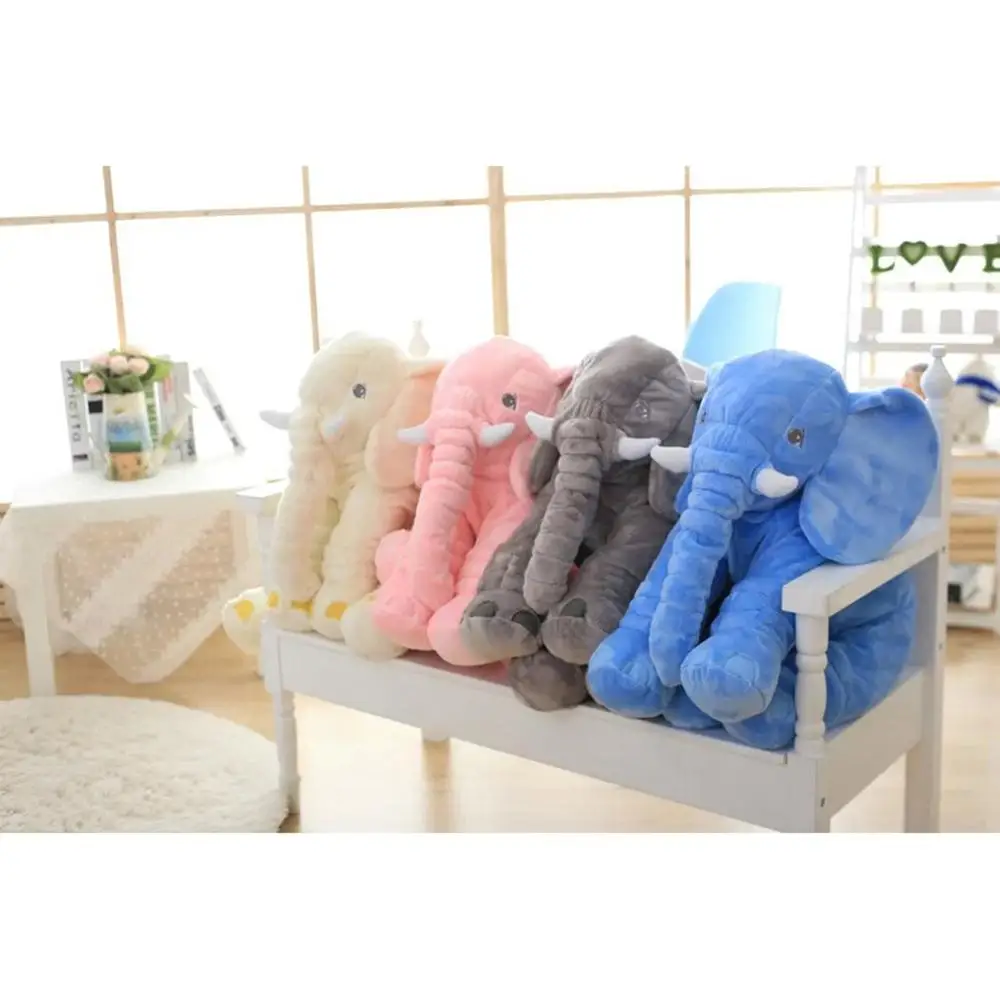 

Large Plush Toy Elephant Doll Soft Stuffed Back Cushion Pillow Newborn Accompany Pillow Doll Bedding For Adults Kids Xmas Gifts