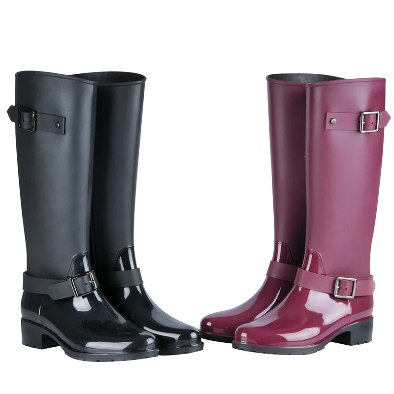 

New Fashion Rain Boots Women's Waterproof Rain Boots Non-Slip Long Tube Rain High Tube Adult Rubber Zipper Riding Boots