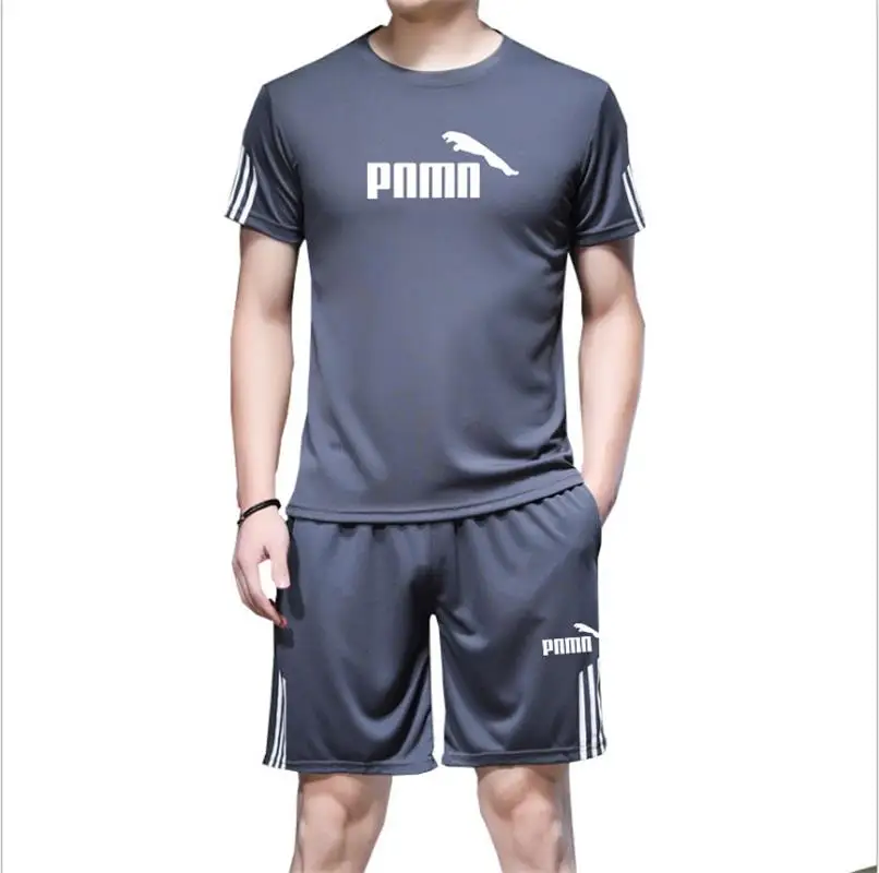 Summer Casual Male Tracksuit Clothing Men Set Fitness Suit Sporting Suits Short Sleeve T Shirt + Shorts Quick Drying 2 Piece | Спорт и
