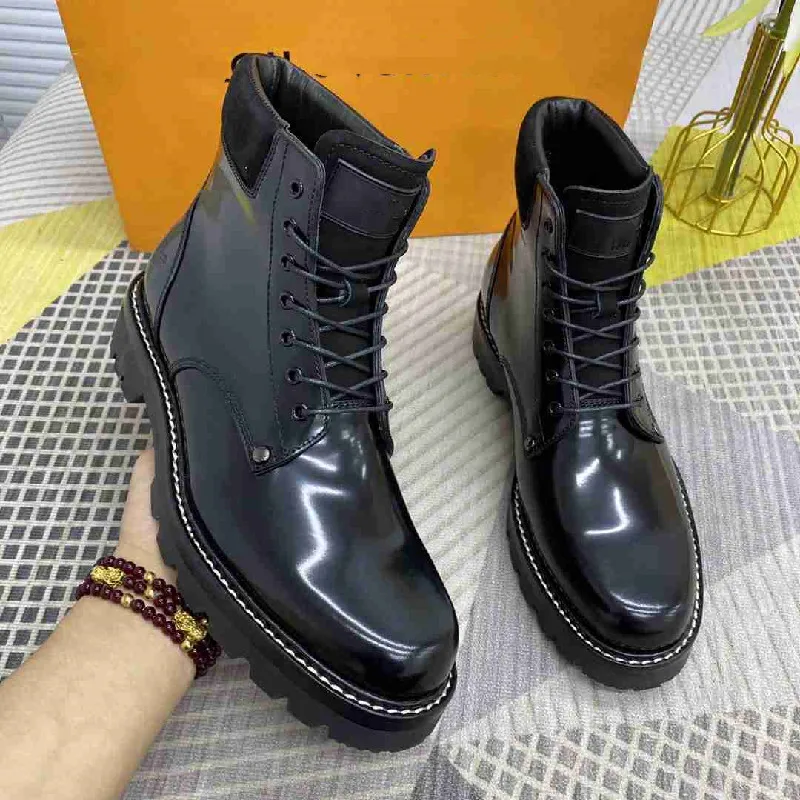 

High-end New Coturno Men Leather Shoes High Top Fashion Winter Warm Snow Shoes Dr. Motorcycle Ankle Boots Men Boots