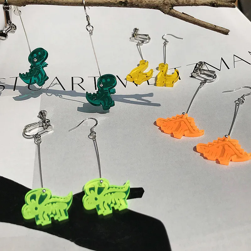 Индивидуальные серьги гвоздики с динозаврами для женщин и девушек в стиле панк