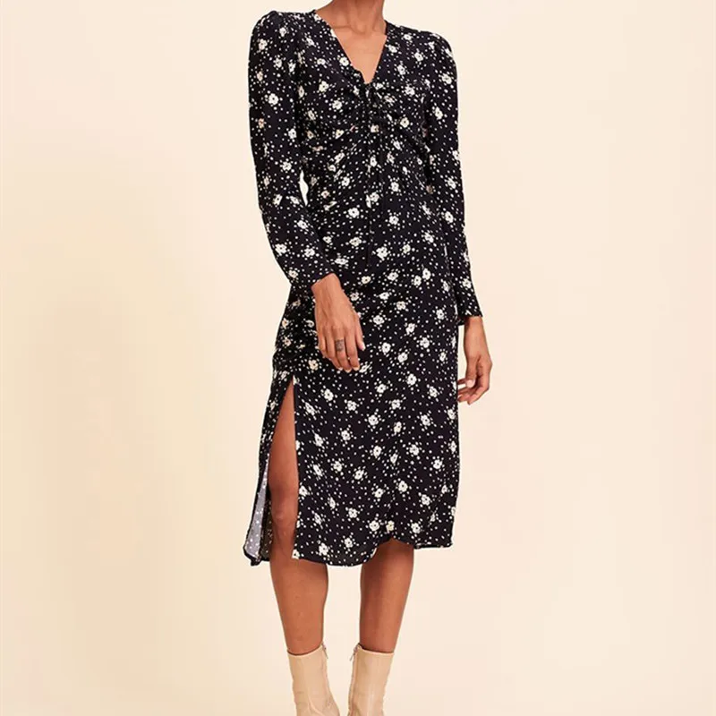 Весна лето 2020 новое женское платье миди во французском стиле элегантное дамское