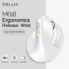 Мышь Вертикальная Delux M618, эргономичная, беспроводная, Bluetooth, с бесшумным щелчком