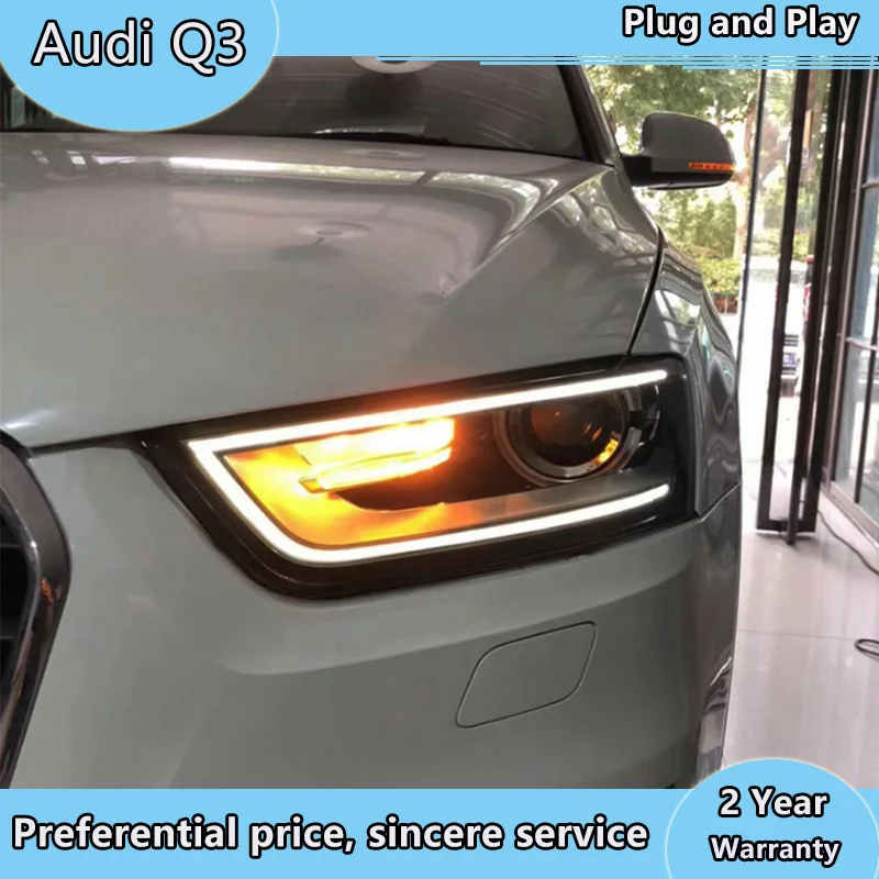 

Car Styling for Audi Q3 Headlights 2013-2016 Q3 LED Headlight DRL Lens Double Beam H7 HID Xenon bi xenon lens