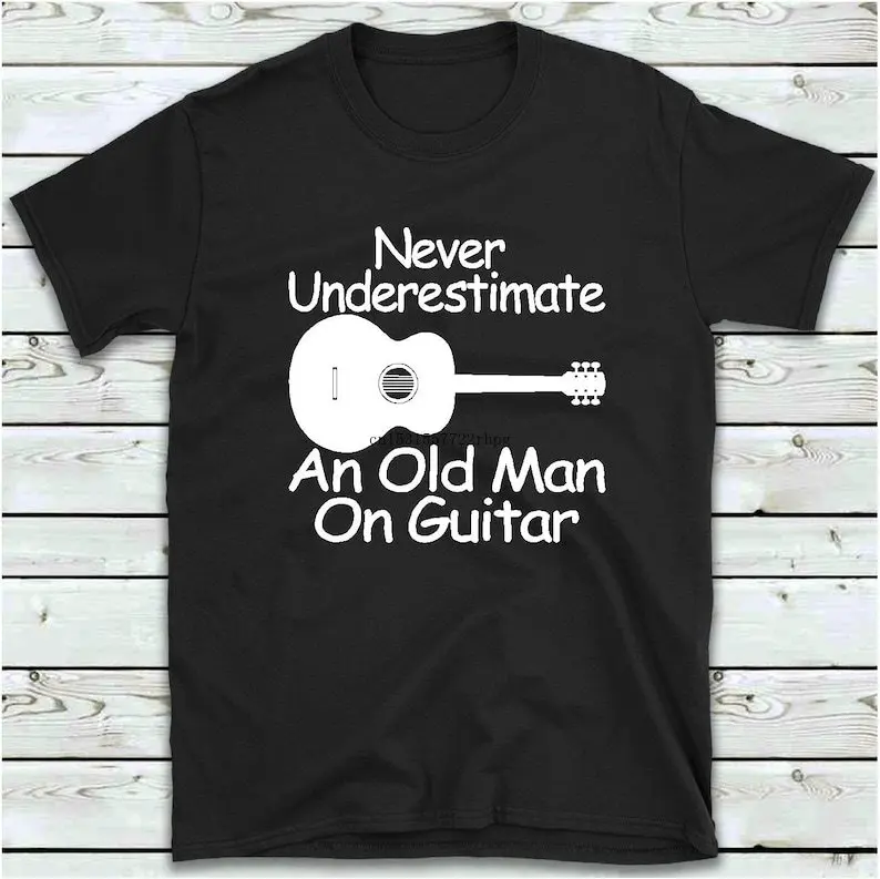 Never Underestimate An Old Man On Guitar T Shirt, Gifts For Guitarist, Bass Player T-Shirt Tee Shirt