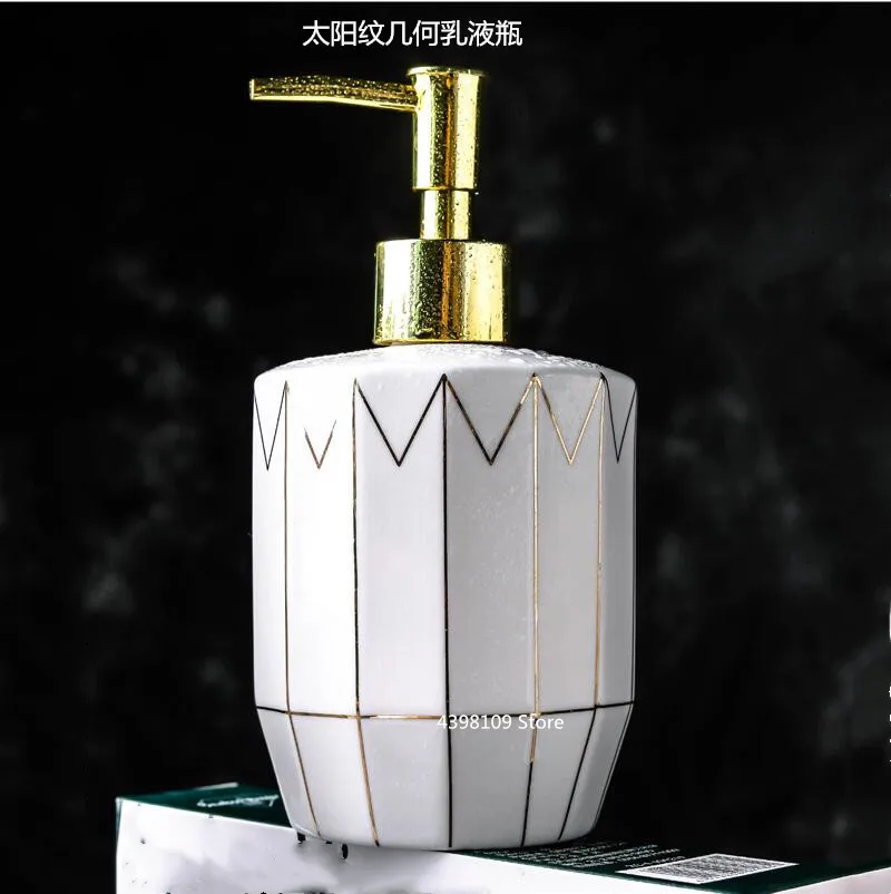 1pcs-Soap dispenser Европейские геометрические керамические декоративные аксессуары для ванной комнаты, парная посуда для ванной комнаты, диспенсер для мыла, держатель для зубной щетки, ванная комната, suppli - Цвет: 1pcs-Soap dispenser