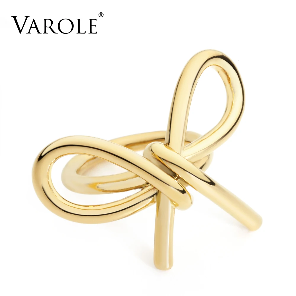 

VAROLE Elegant Bowknot of Lines Rings For Women infinity Rings Unique Design Fashion Jewelry Gifts Anel Feminino