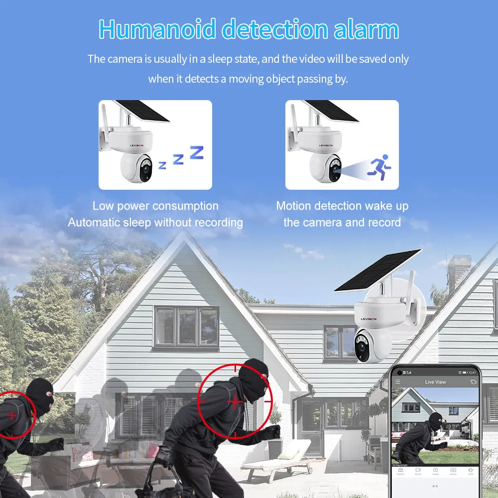 LSVISION 2 Мп камера видеонаблюдения ip-камера на солнечной батарейке WiFi CCTV наружная