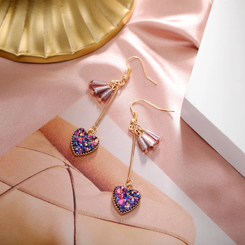 

Korean Fashion Crystal Pearl Drop Earrings Female Jewelry Geometric Heart Flower Earrings Wedding Party Earrings 2020