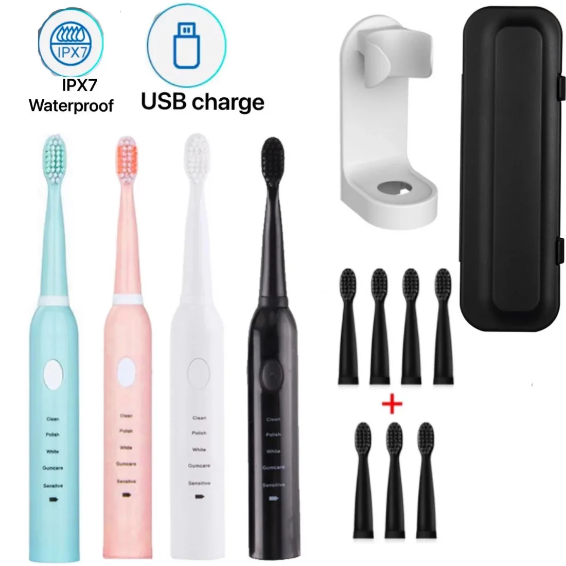 

Sonic Electric Toothbrush Adults 5 Modes Rechargeable Timer Whitening Electric Tooth Brush IPX7 Waterproof Teeth Whitening