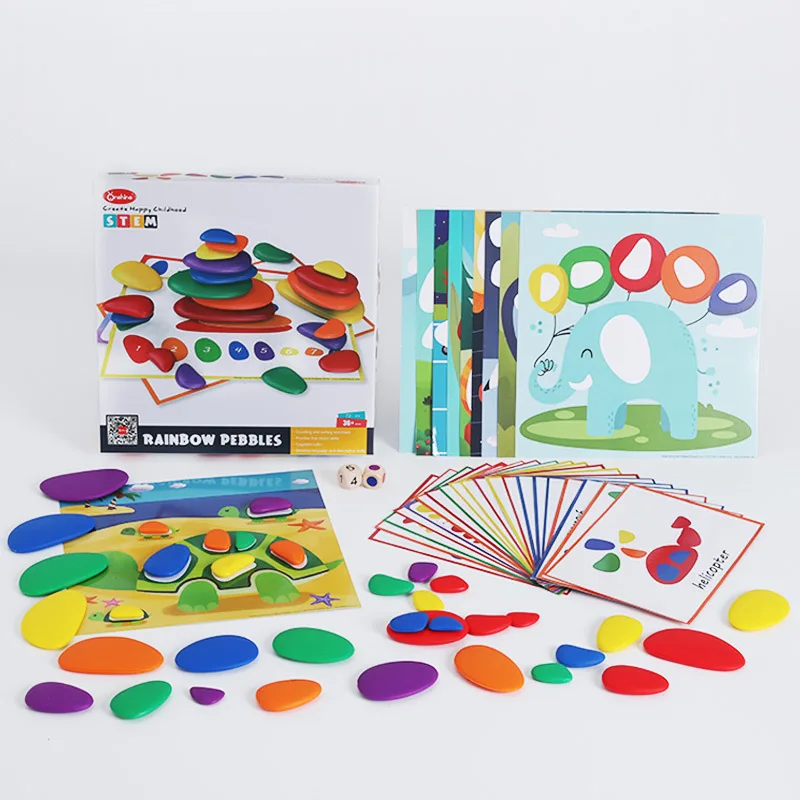 

Wooden Rainbow Pebbles Children's Fun Stacking Building Block Toys Creativity Imagination Stacking Game For Kids Toys Gifts
