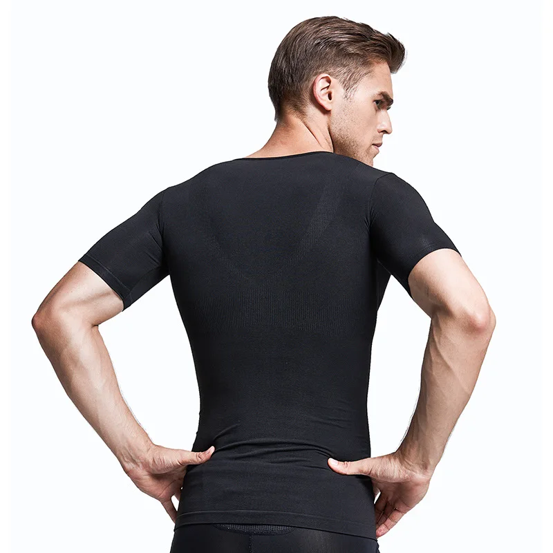 Мужская Летняя утягивающая корректирующая футболка с поясом на талии