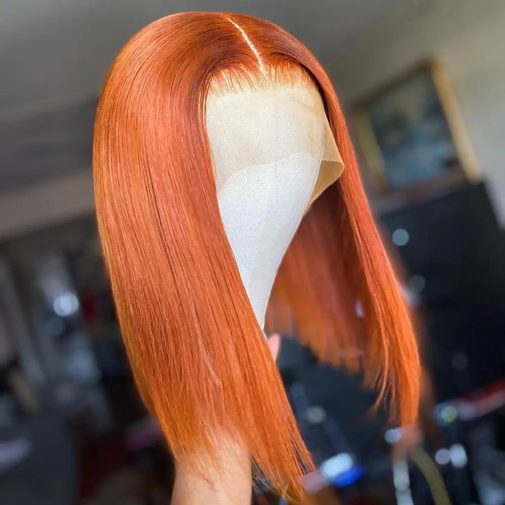 Парики из человеческих волос Ginger Orange 150% предварительно выщипанные T-образные