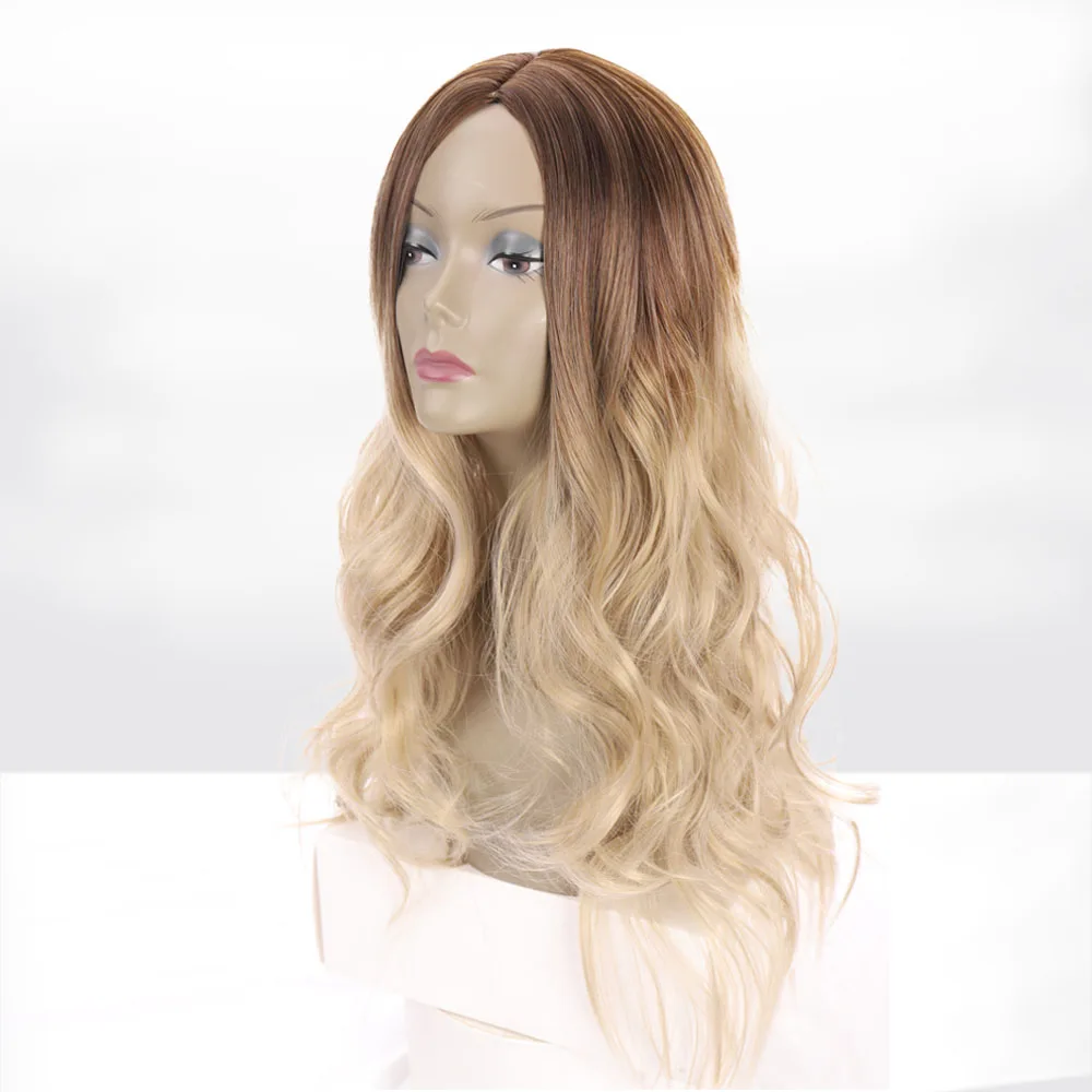 Волнистые парики WEILAI с эффектом омбре черные коричневые светлые средней части