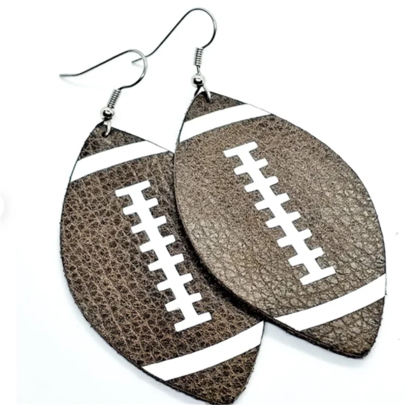 

Кожаные серьги для футбола, спортивные серьги для футбола, волейбола, баскетбола, бейсбола, дизайнерские ювелирные изделия для женщин, укра...