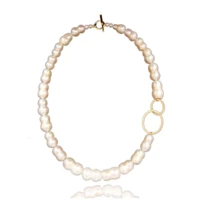lii ji peanut shape baroque pearl 925 sterling silver gold color geometric necklace 45cm cultured freshwater pearl jewelry