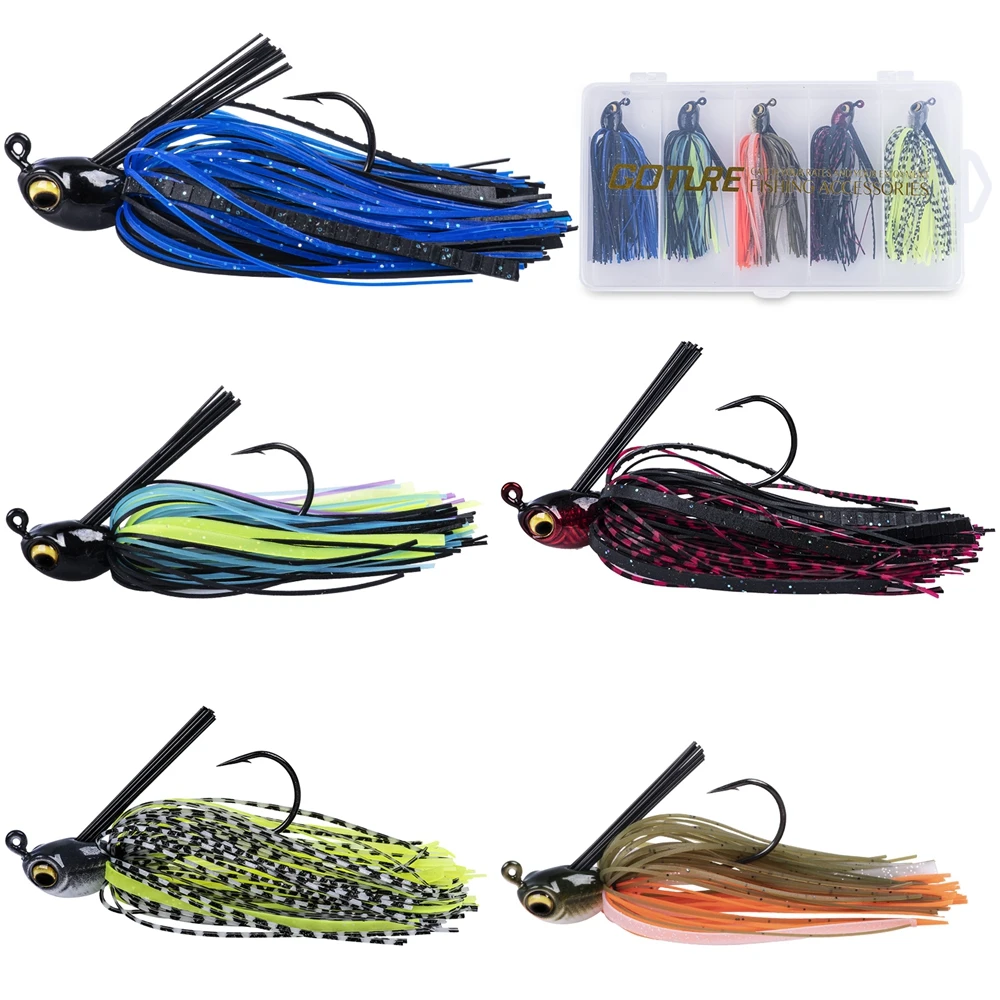 

Goture Swim Jig Fishing Lure 14g with Mustad Hook 3/0 and High Quality Silicone Skirt Lead Head Swimbait