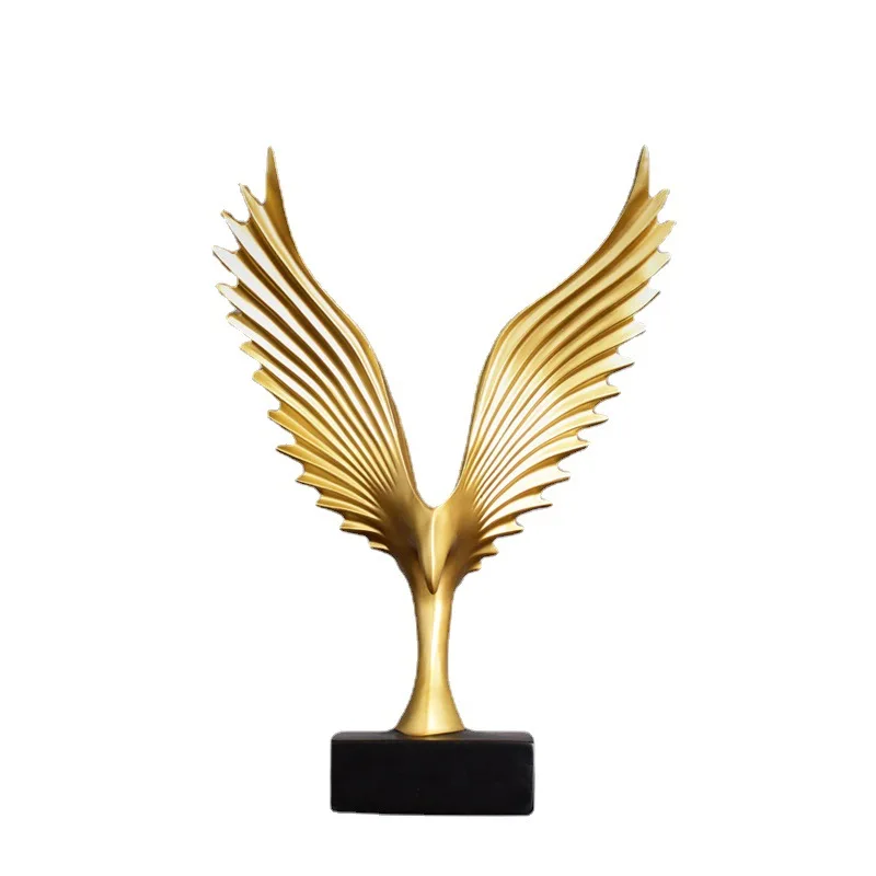 

Abstract Eagle Spread Wings Gold & Blue Figurines Living Room Fengshui Decoration Figurines Resin Crafts Office Decor Ornament