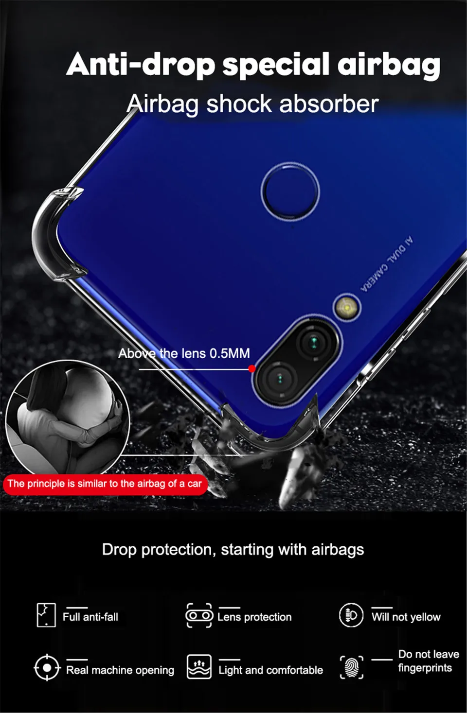 Роскошный Ударопрочный силиконовый чехол на для телефона для Xiaomi Redmi Note 8 7 5 Pro Red mi 7A Xiaomi mi 9t 9 A3 Прозрачная защитная крышка чехол на для Сяоми ксиоми Редми Ноут 8 7 5 про Редми 7a ксиоми ми 9t 9 a3