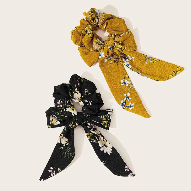Винтажная резинка для волос с бантом шарф женщин эластичные резинки девочек