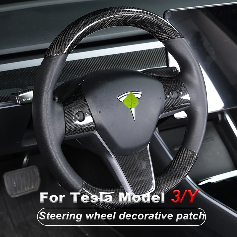 Защитный чехол на руль из настоящего углеродного волокна наклейки для Tesla Model 3 2021