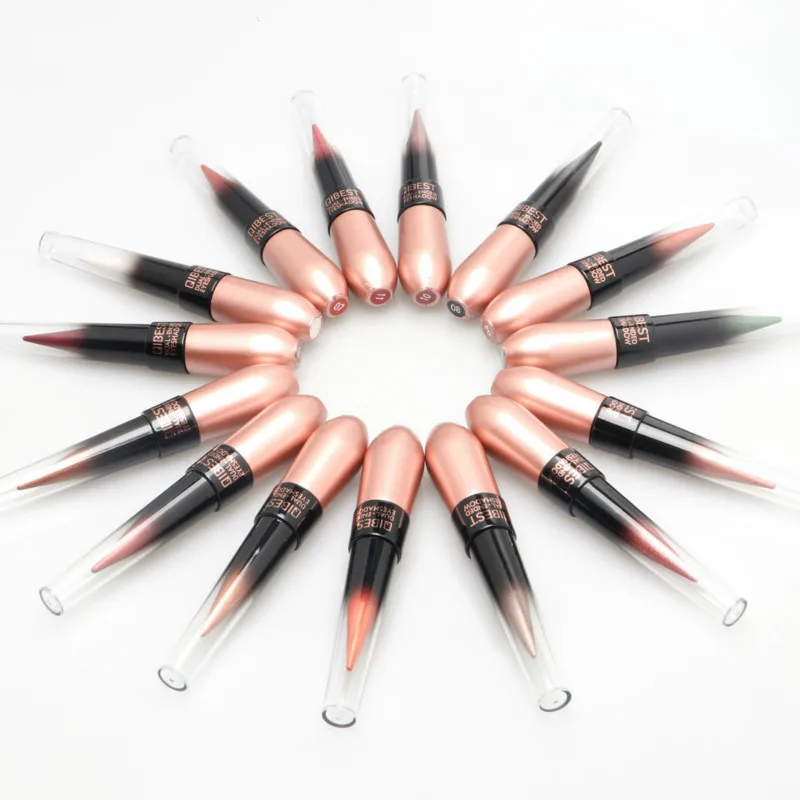 15 цветов Тени для век Женские Pro Многоцветный двойной конец металлик блестящие