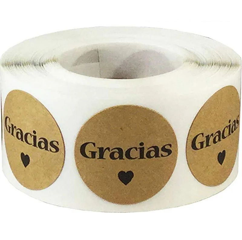 

100PCS/lot multiple styles Kraft Gracias Spanish Thank You labels Stickers Handmade Scrapbooking Stationery Sticker