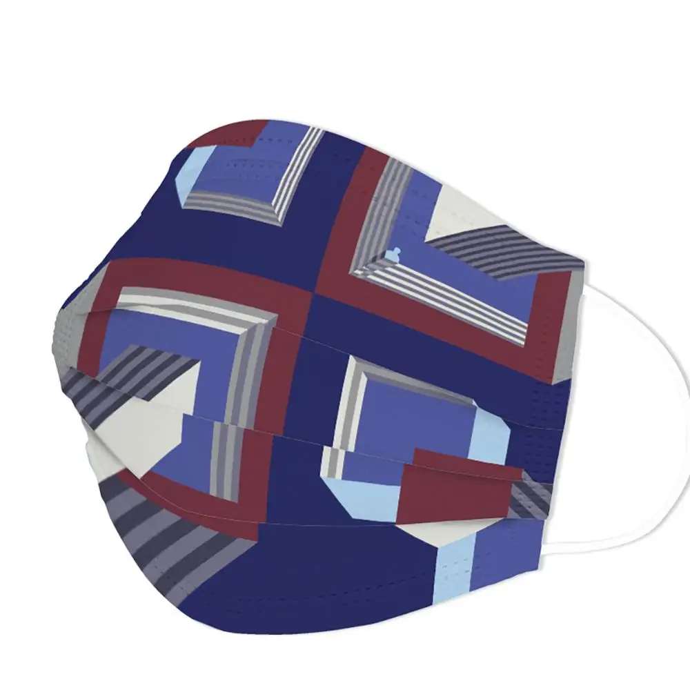 50 шт одноразовые нетканые маски для лица с модным принтом 3 Слои по