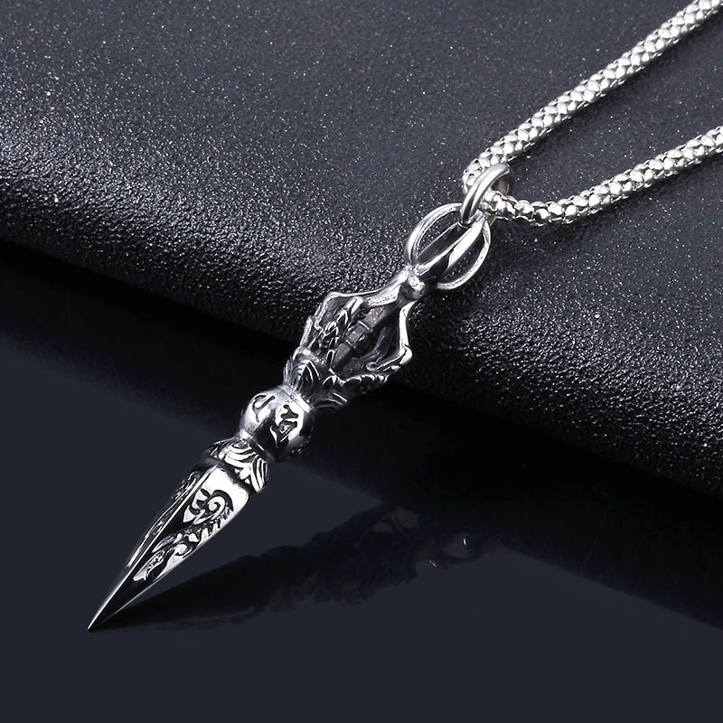 Men Stainless Steel Phurba Kilaya Pendant Necklace Tibetan Buddhism Vajrayana Buddhist Vajra Dorje | Украшения и аксессуары