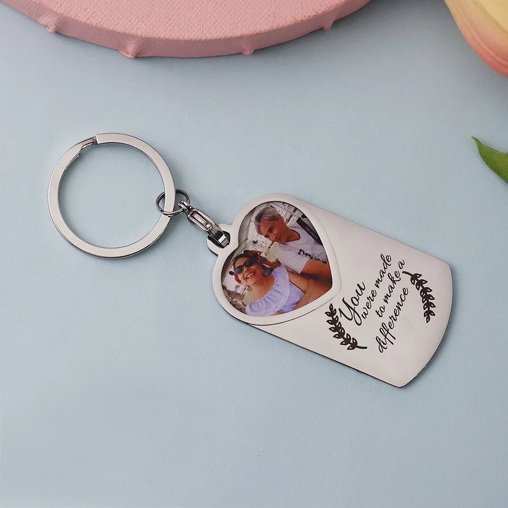 Personalized Photo Keychain Custom Name Nice Memory Date Key Chain Engraved Word Picture Image Key Chain Keyring Anniversary Day