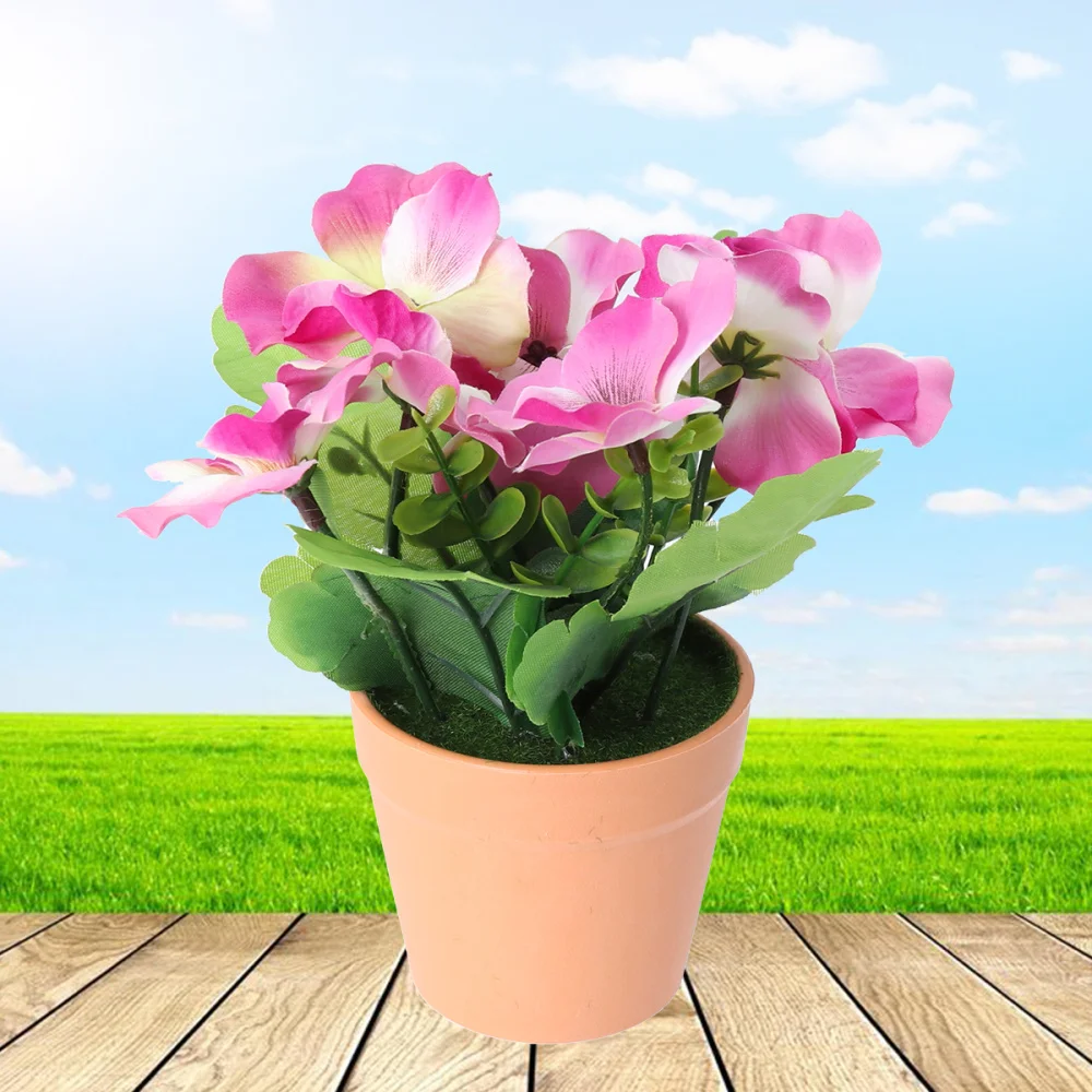 

Artificial Flower Pot Pansy Flower for Home Balcony Garden Decor (Purple)