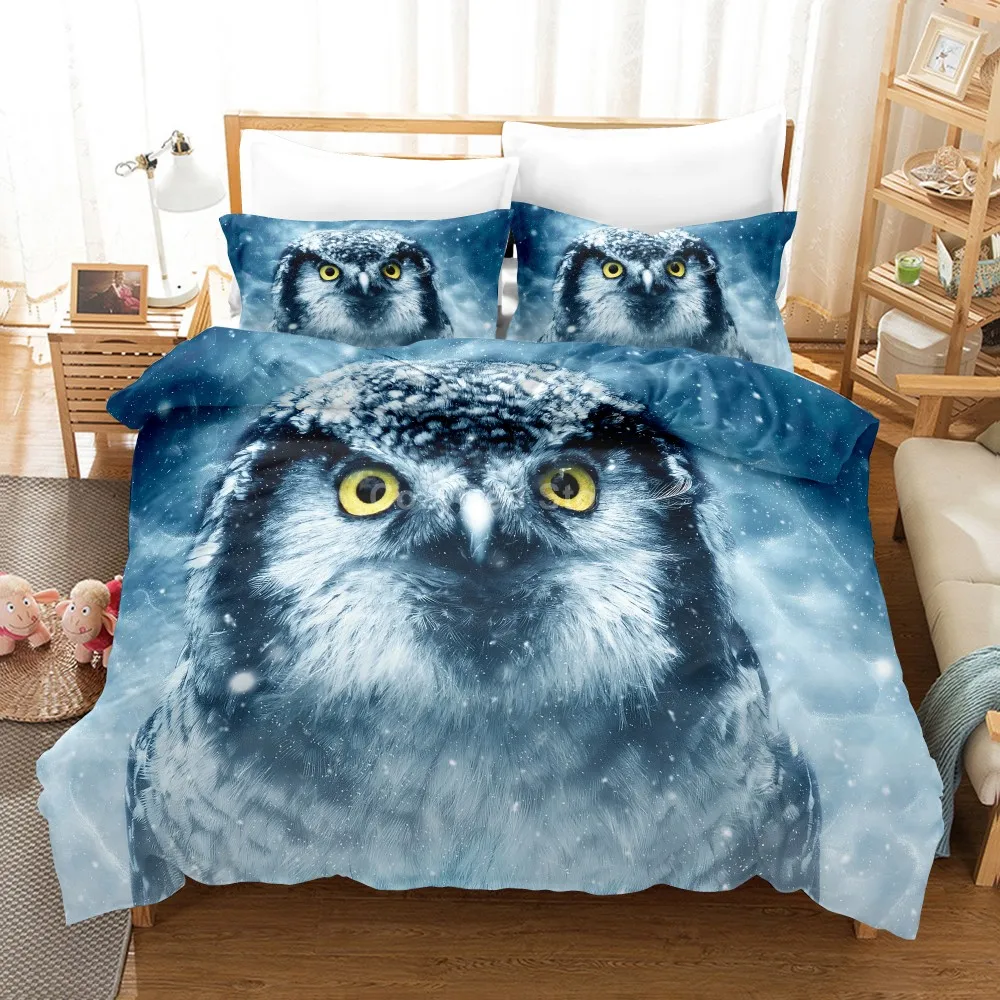 

Комплект постельного белья с изображением снежной совы, роскошный 3d комплект с пододеяльником и одеялом, постельное белье, текстиль Twin, Queen, ...
