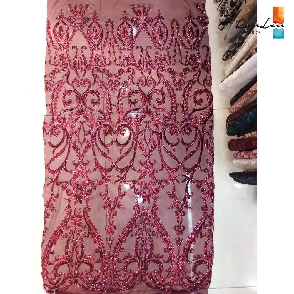 Эластичные африканские блестки сетчатые кружевные ткани нигерийские вышитые