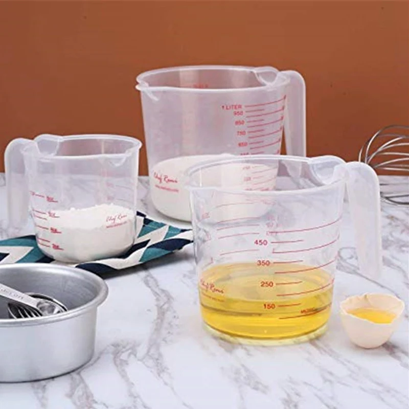 

3PCS/Set Measuring Cup Tools Container Transparent Kitchen Baking Coffee Cuisine Gadgets Accessoires Cups 250ML/500ML/1000ML