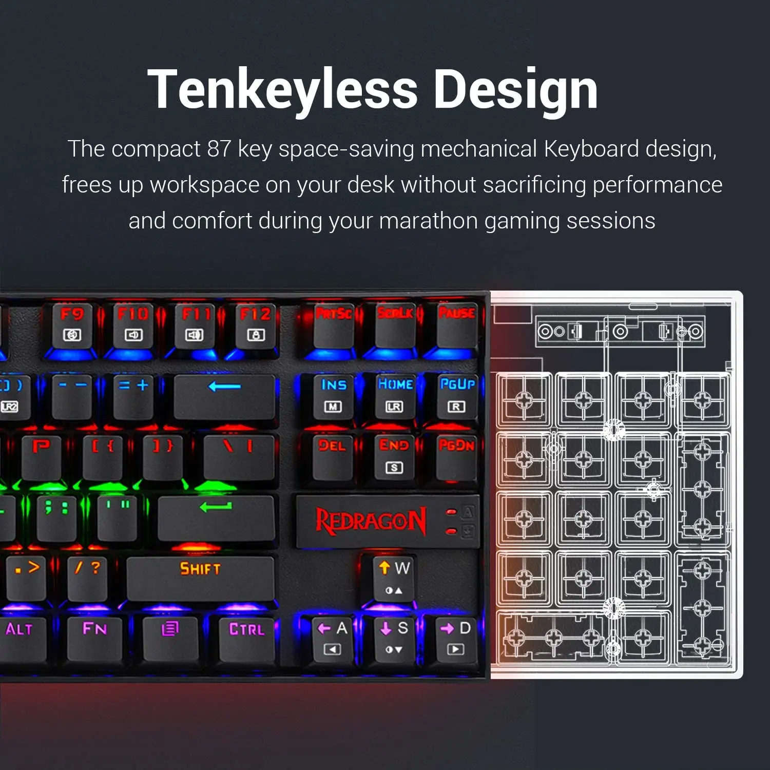 redragon kumara k552 mechanical gaming keyboard rainbow backlit wired keyboard with red switches for windows gaming pc free global shipping